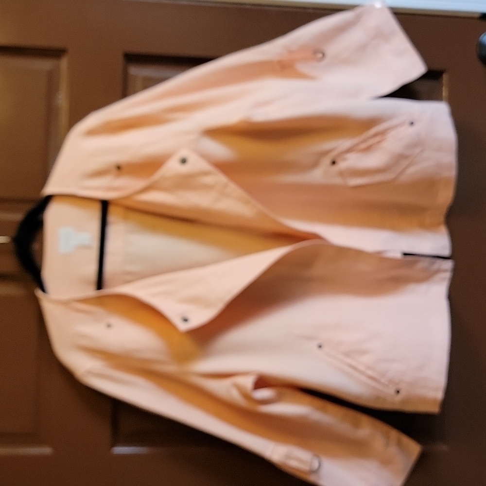 Chico's-Linen Peach open collared jkt. with pockets Size 4=XL.